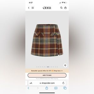 Plaid mini skirt. From Cider. Part of a set. New with tags